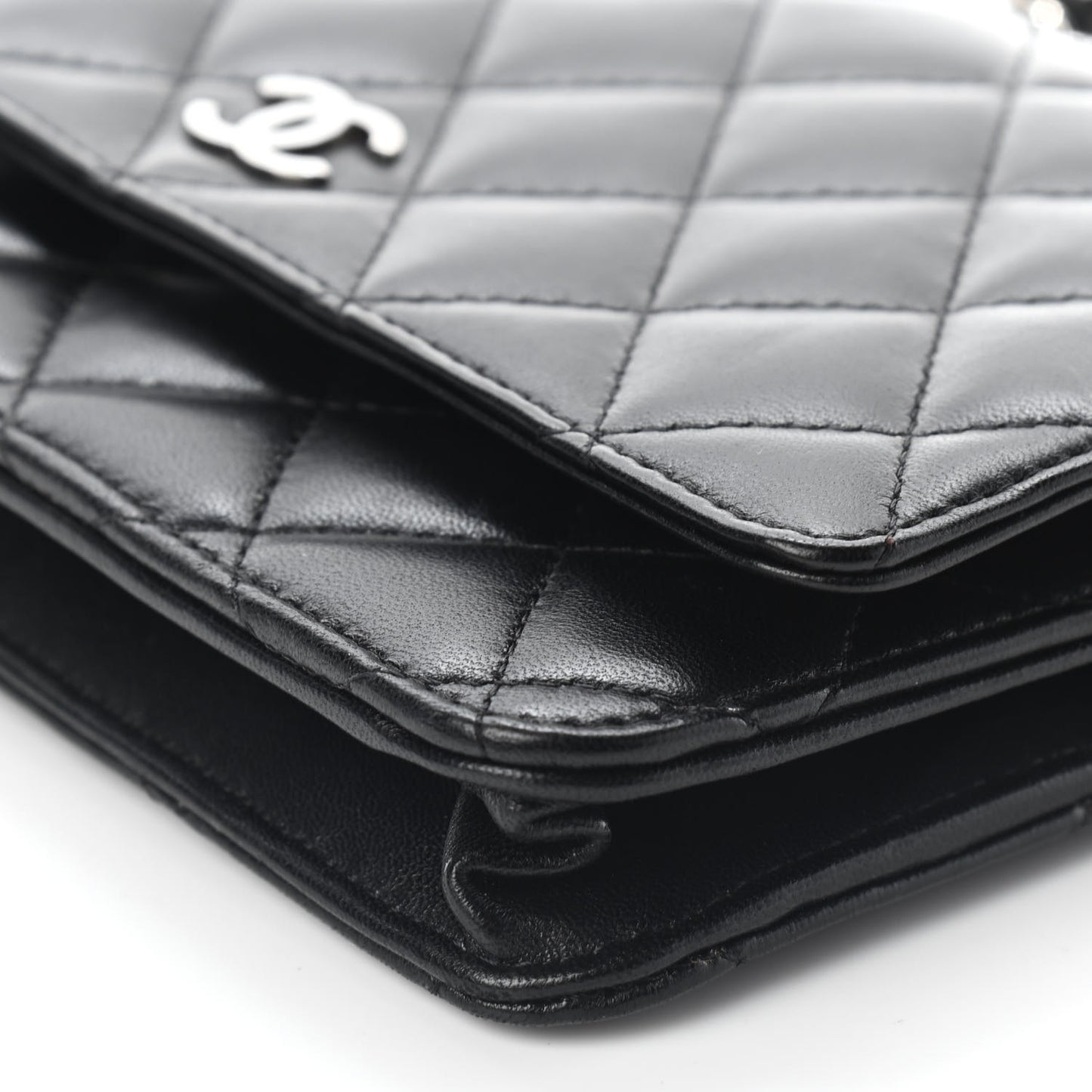 Lambskin Quilted Wallet On Chain WOC Black