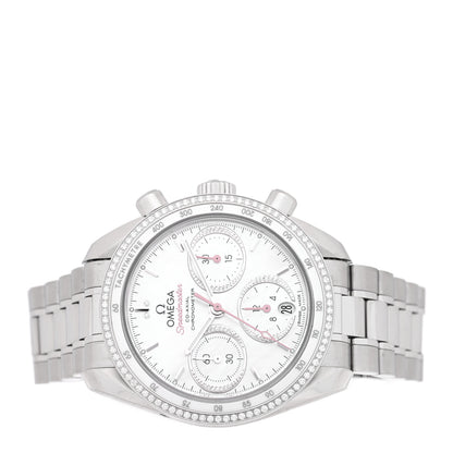 Omega Stainless Steel Diamond Bezel Mother of Pearl 38mm Speedmaster Chronograph Automatic Watch 324.38.38.50.55.001 2 of 5