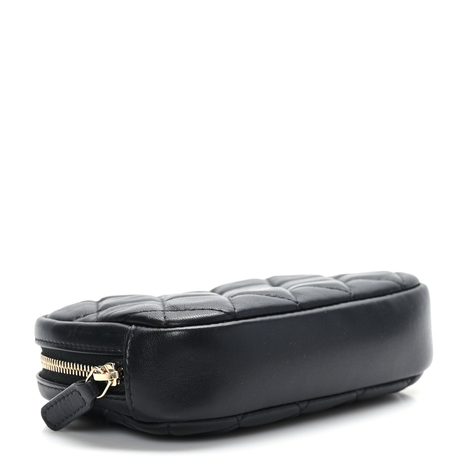 Chanel Lambskin Quilted Small Curvy Pouch Cosmetic Case Black 3 of 8