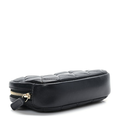 Chanel Lambskin Quilted Small Curvy Pouch Cosmetic Case Black 3 of 8