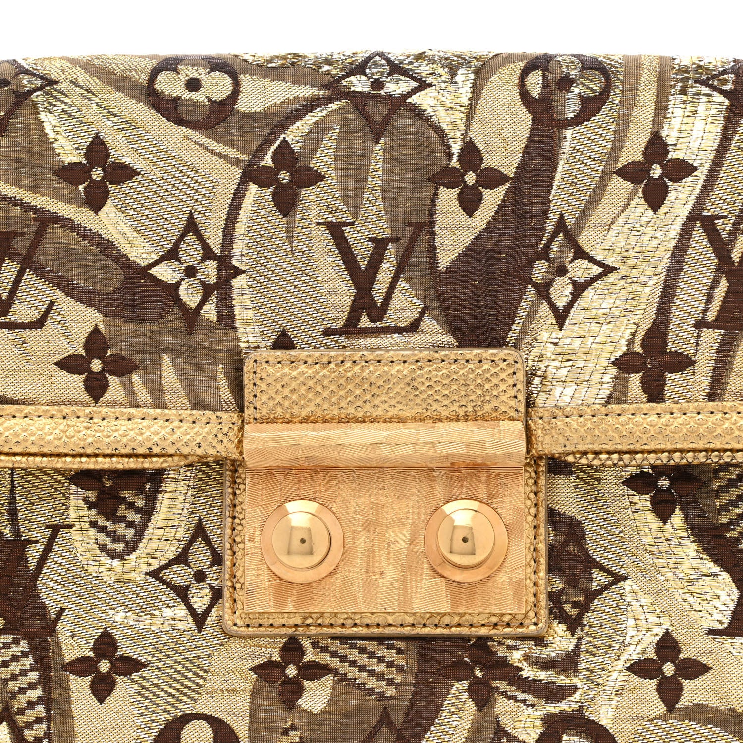 Louis Vuitton Monogram Brocade Thalie Clutch Gold 14 of 22