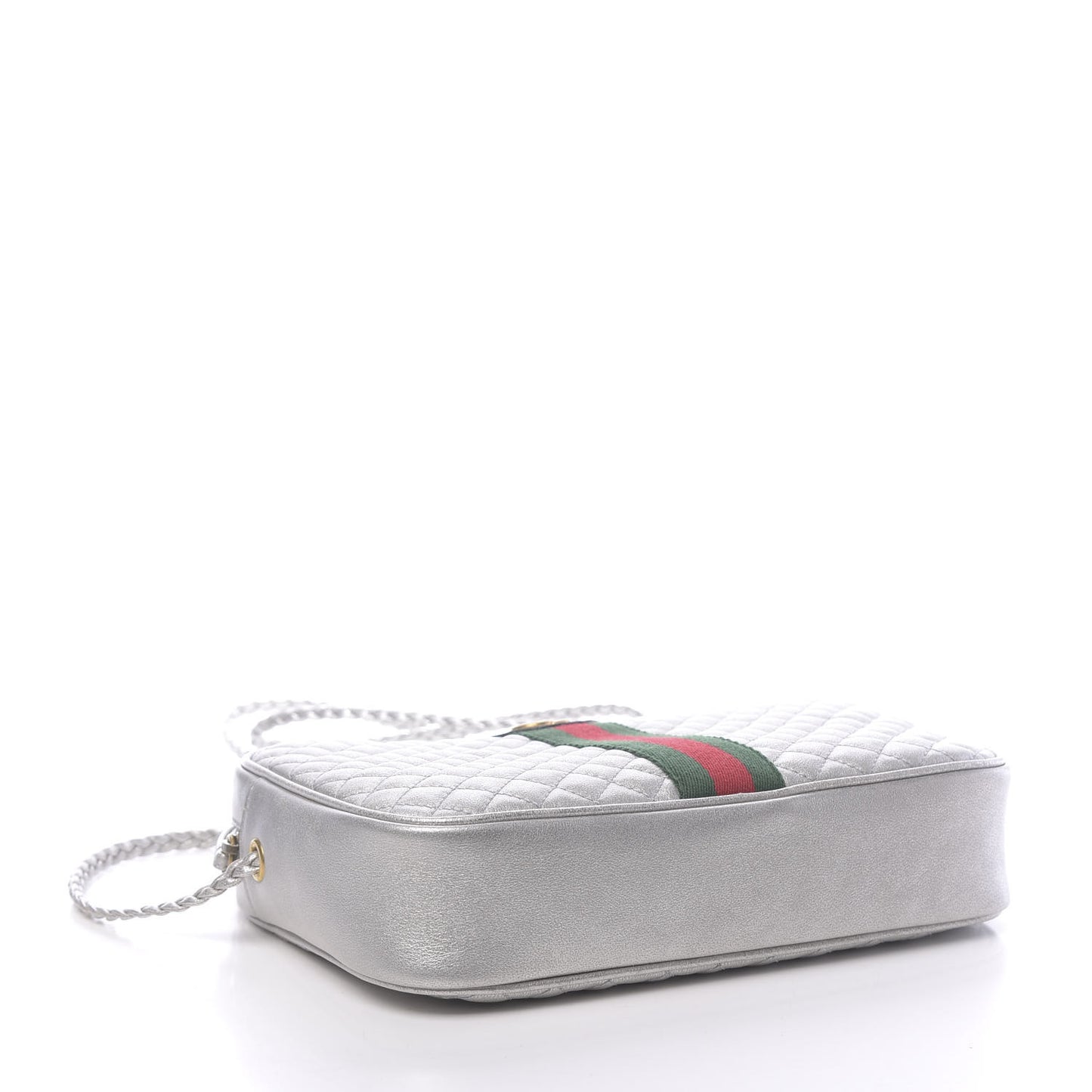 Laminated Nappa Web Trapuntata Small GG Shoulder Bag Argento