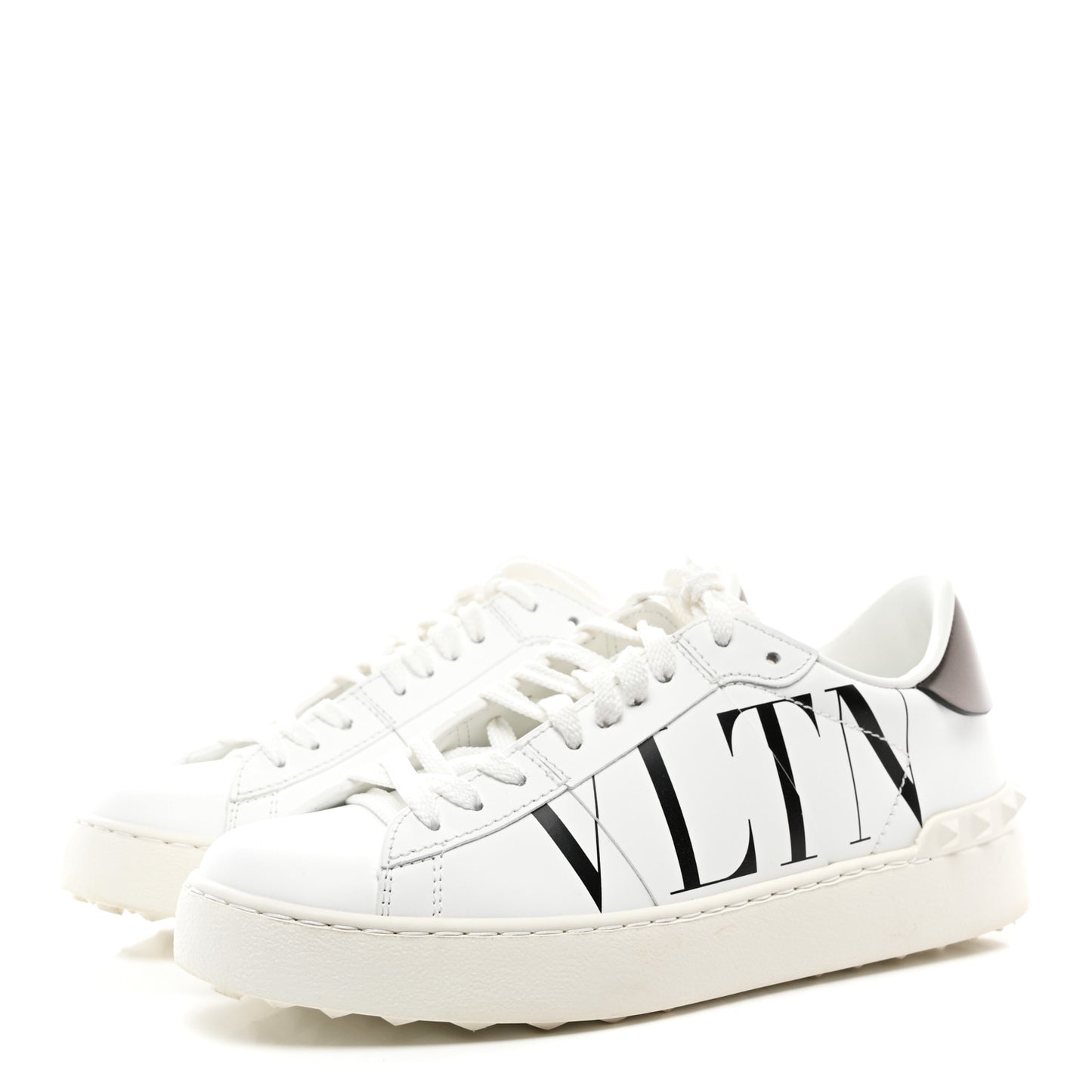 Calfskin VLTN Rockstud Open Sneakers 37 White