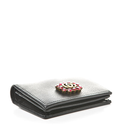 Gucci Calfskin Crystal Double G Card Case Black 4 of 10