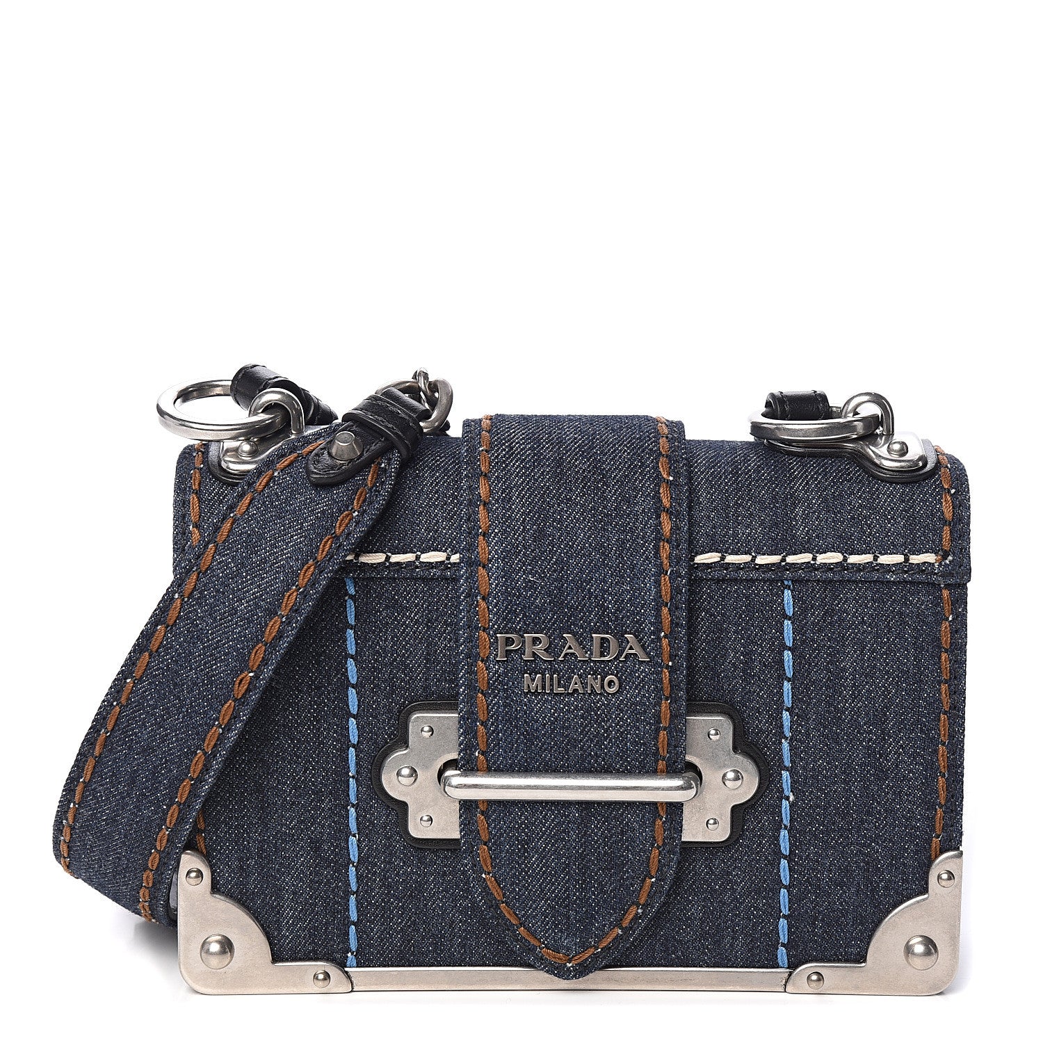 Prada Denim Small Cahier Bag Blue 1 of 9