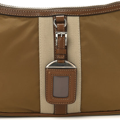 Prada Tessuto Nylon Striped Shoulder Bag Brown Beige 7 of 9