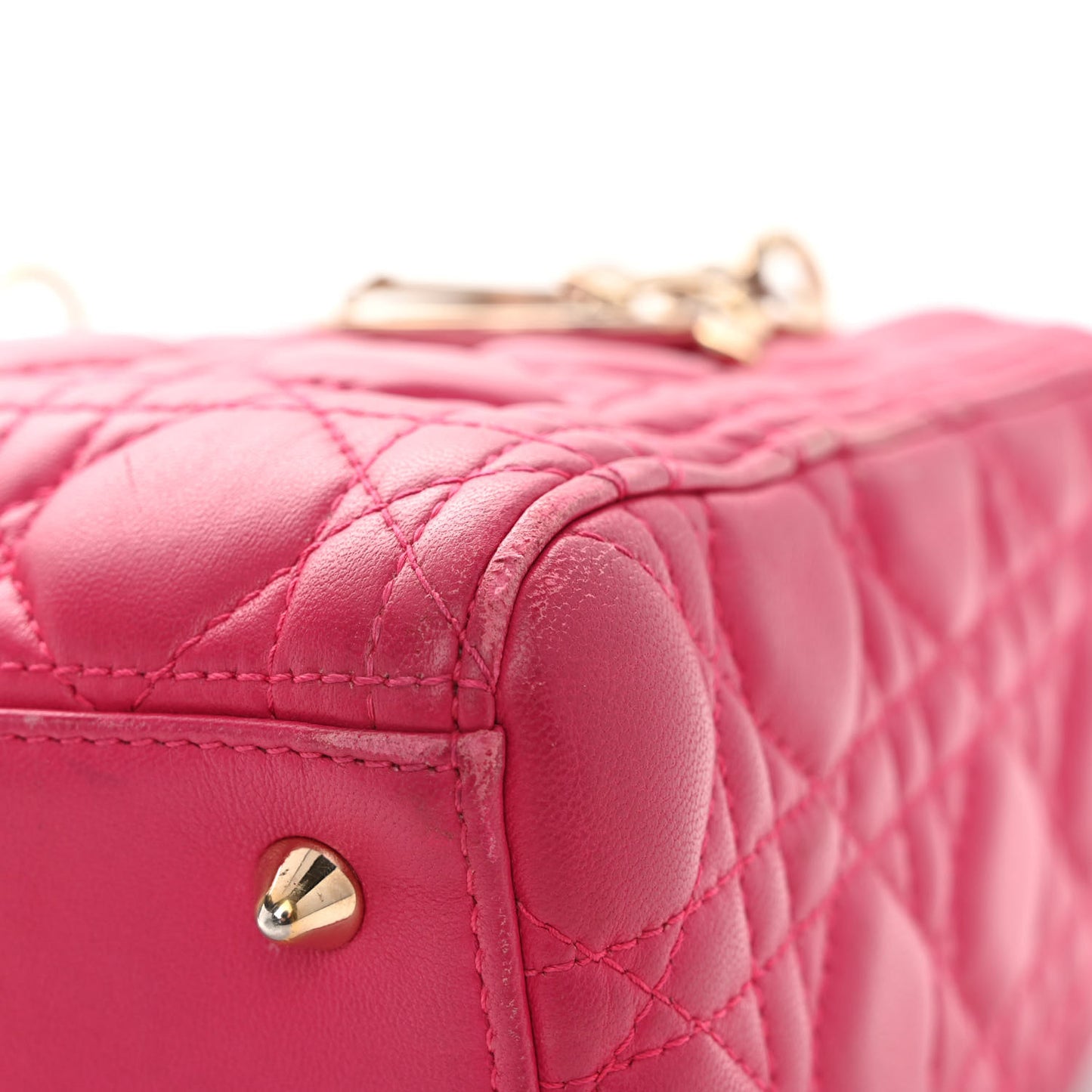 Lambskin Cannage Medium Lady Dior Fuchsia