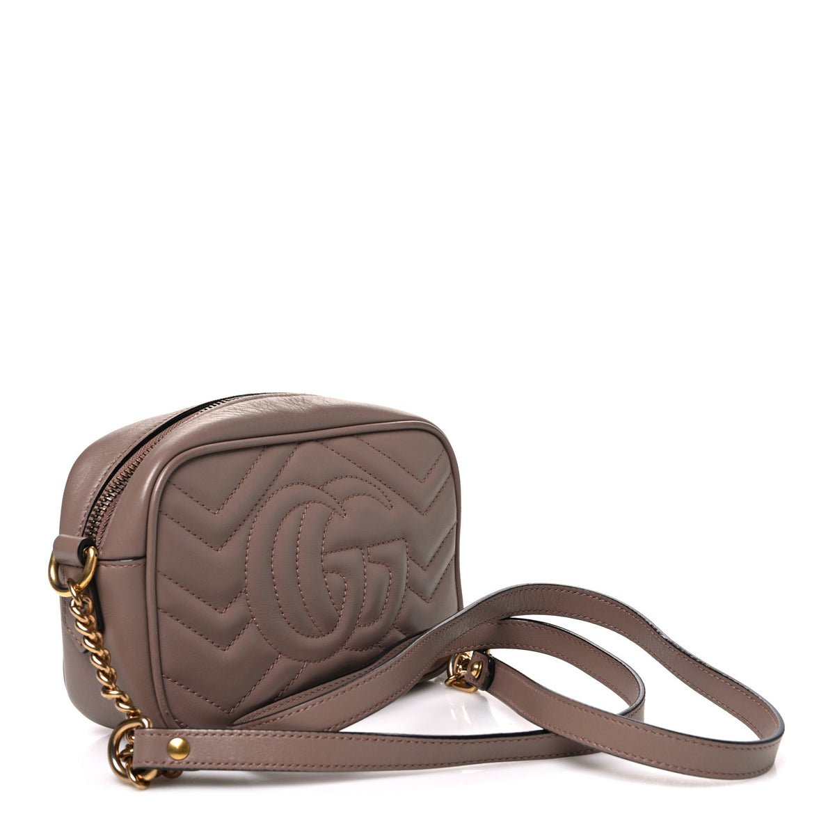 Calfskin Matelasse Mini GG Marmont Chain Shoulder Bag Porcelain Rose