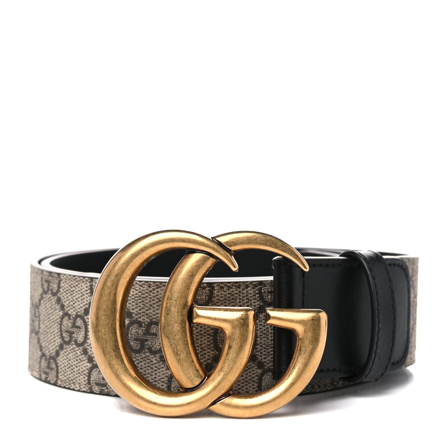 GG Supreme Monogram Matte Plutone Calfskin Double G 40mm Belt 90 36 Beige Ebony Black