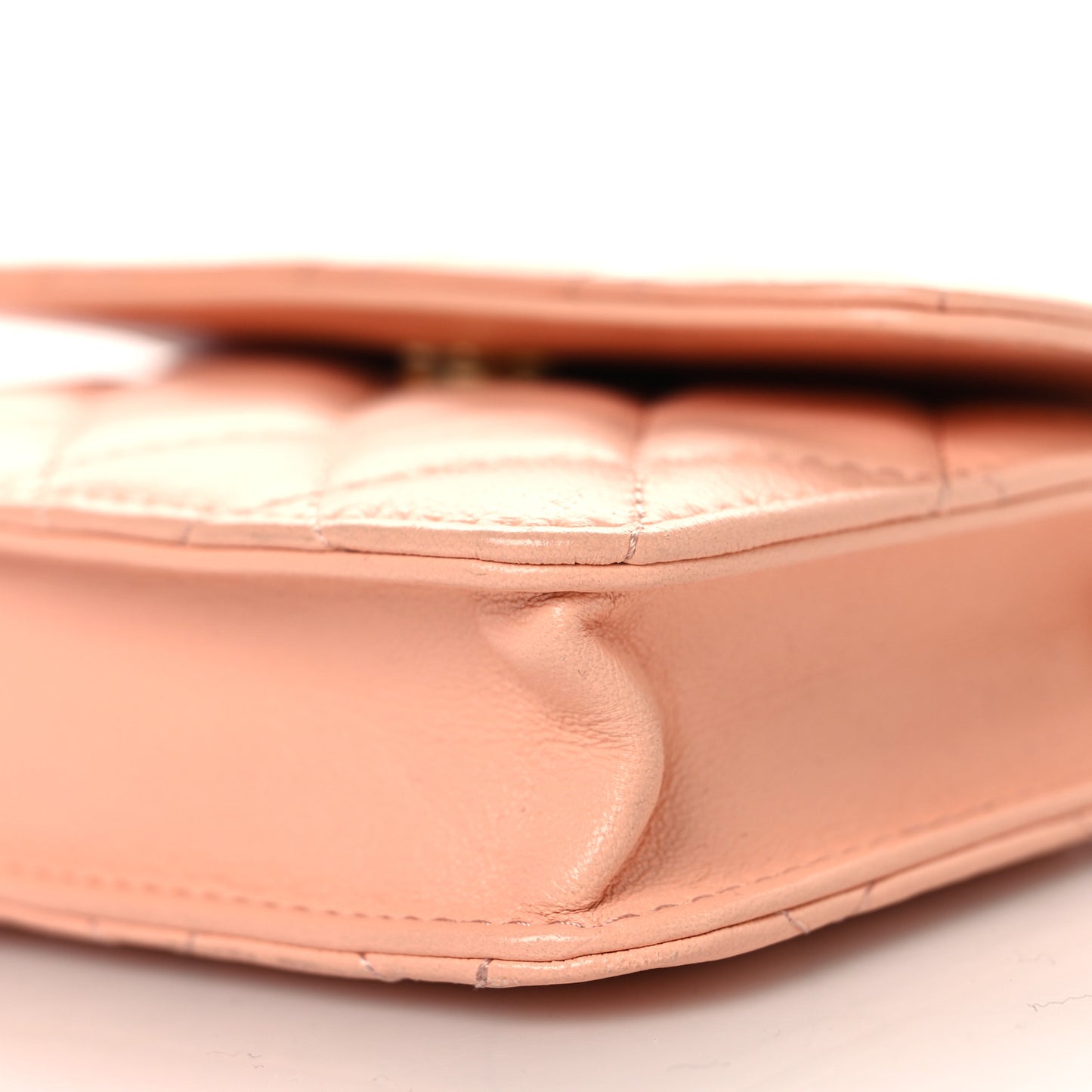Lambskin Quilted Pearl Crush Waist Belt With Chain  Pink
