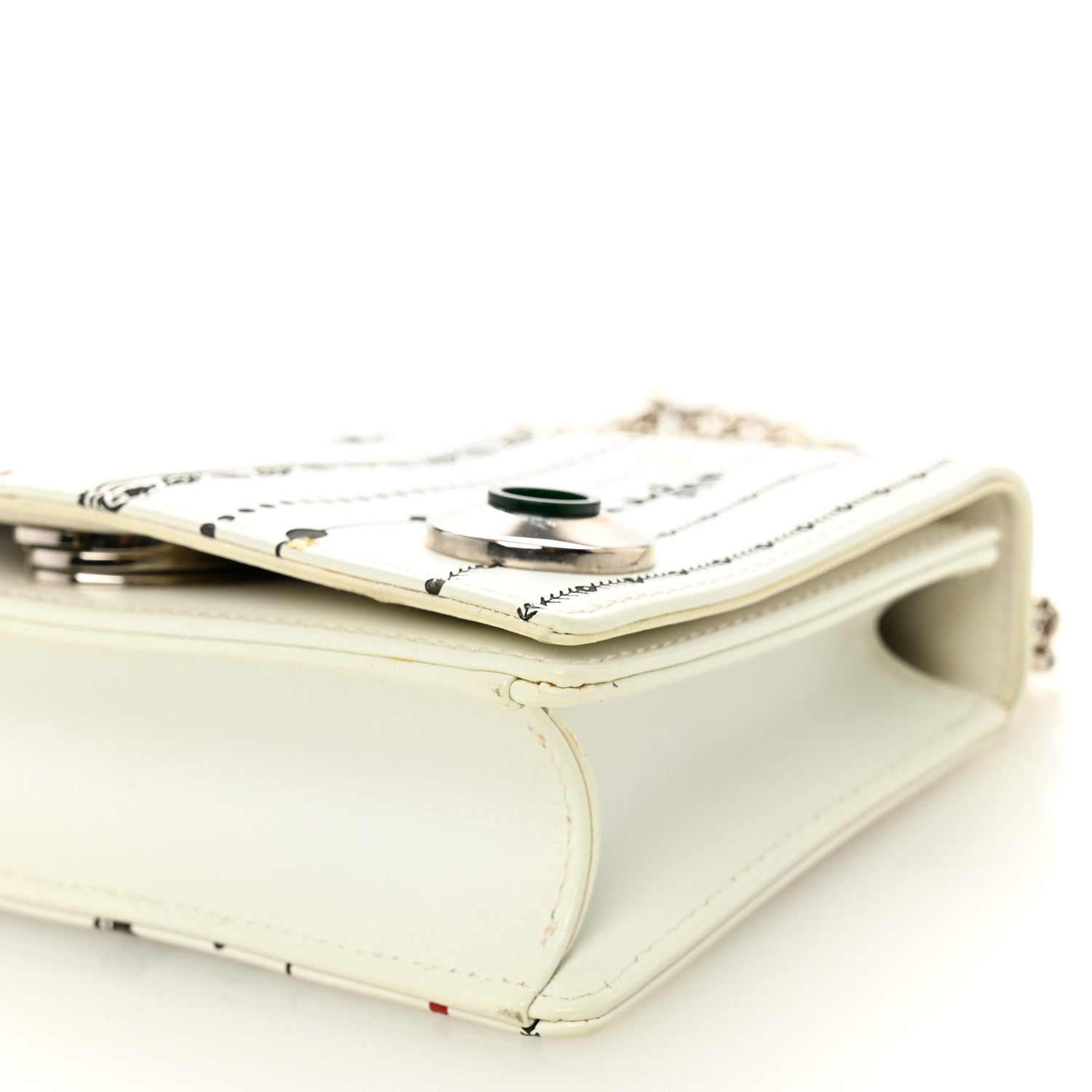Christian Dior Calfskin Printed Mini Diorama Flap Bag White 10 of 11