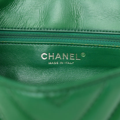 Chanel Lambskin Chevron Quilted Medium Single Flap Green 7 of 13