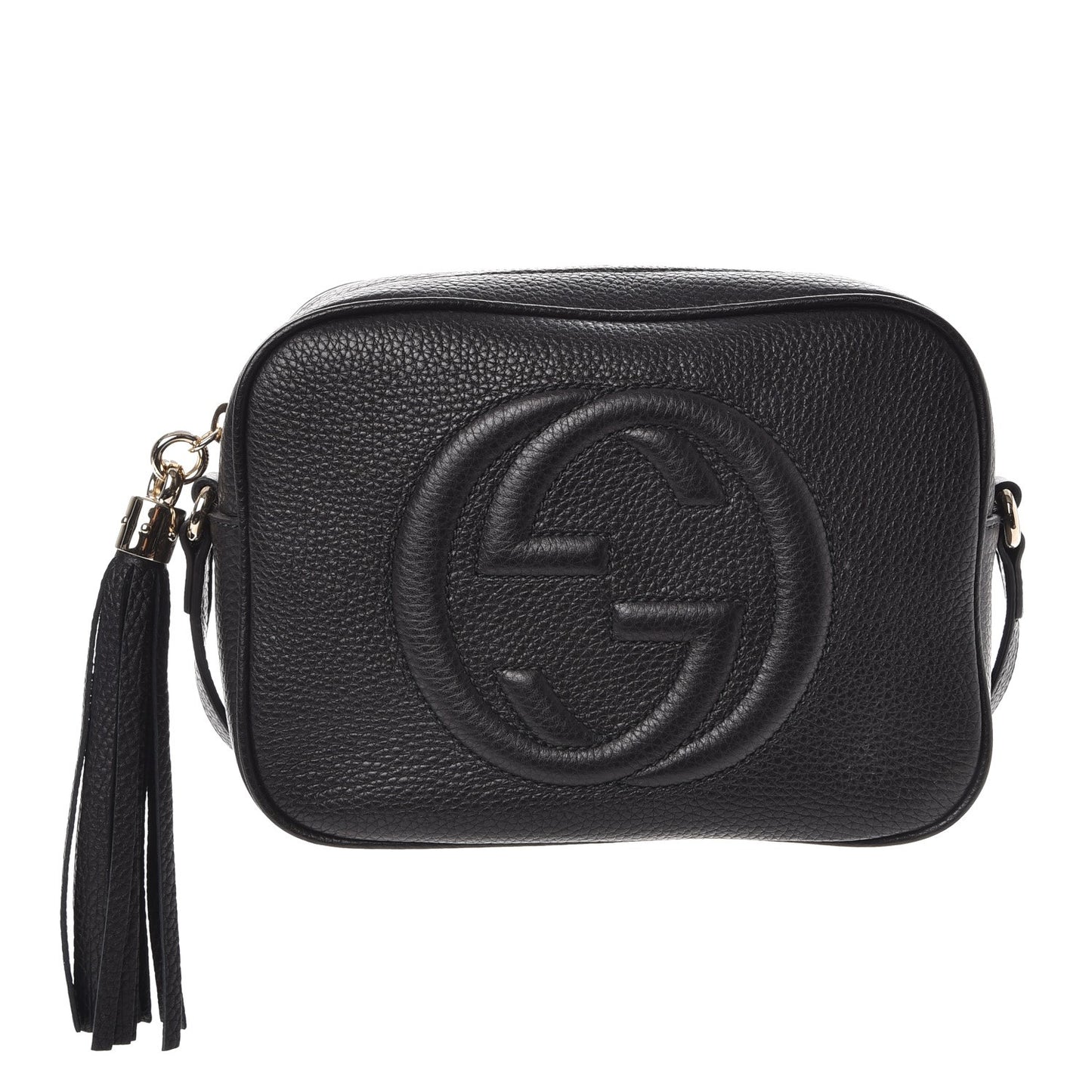 Pebbled Calfskin Small Soho Disco Bag Black