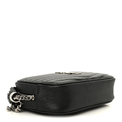Saint Laurent Grain De Poudre Matelasse Monogram Mini Lou Camera Bag Black 4 of 10