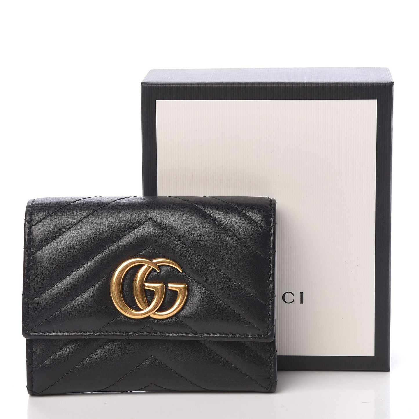 Calfskin Matelasse GG Marmont Wallet Black