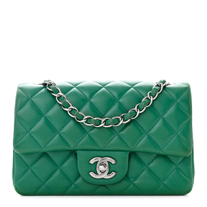 Chanel Lambskin Quilted Mini Rectangular Flap Dark Green 1 of 10