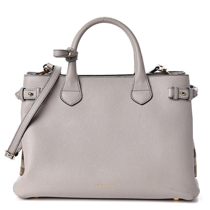 Burberry Derby Calfskin House Check Medium Banner Tote Pale Grey 1 of 18