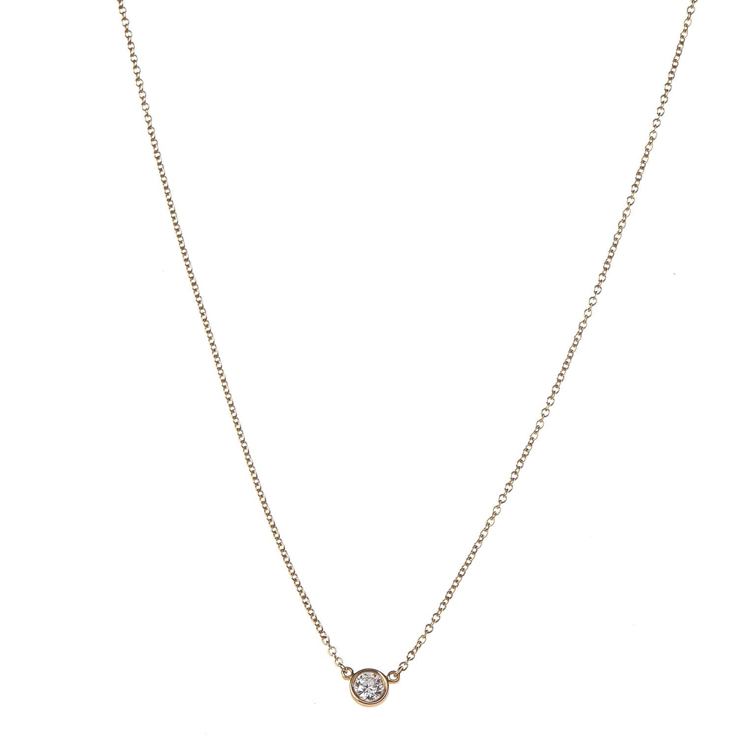 Tiffany 18K Yellow Gold Diamond .19ct Elsa Peretti Diamonds by the Yard Pendant Necklace 1 of 9