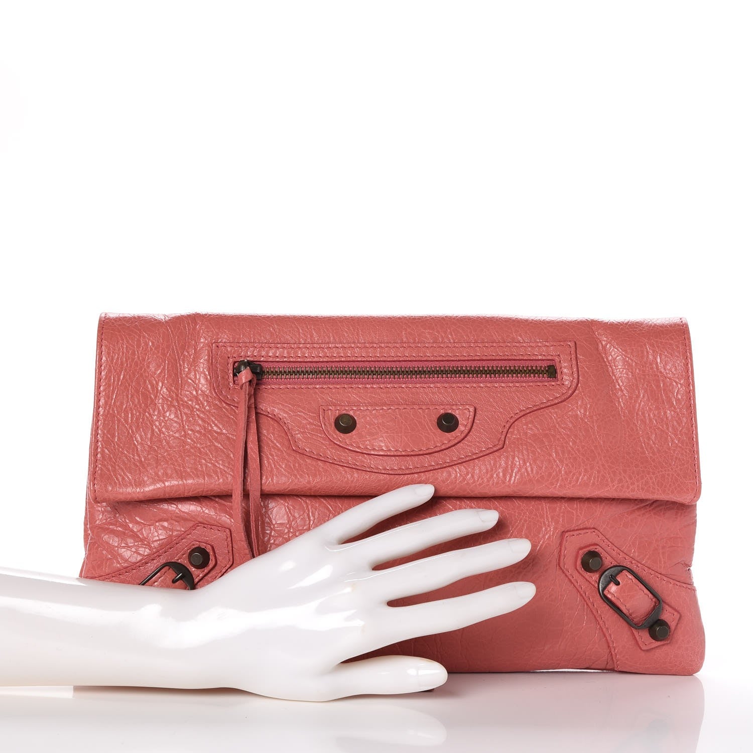 Balenciaga Agneau Classic Hardware Envelope Clutch Rose Bonbon 2 of 7