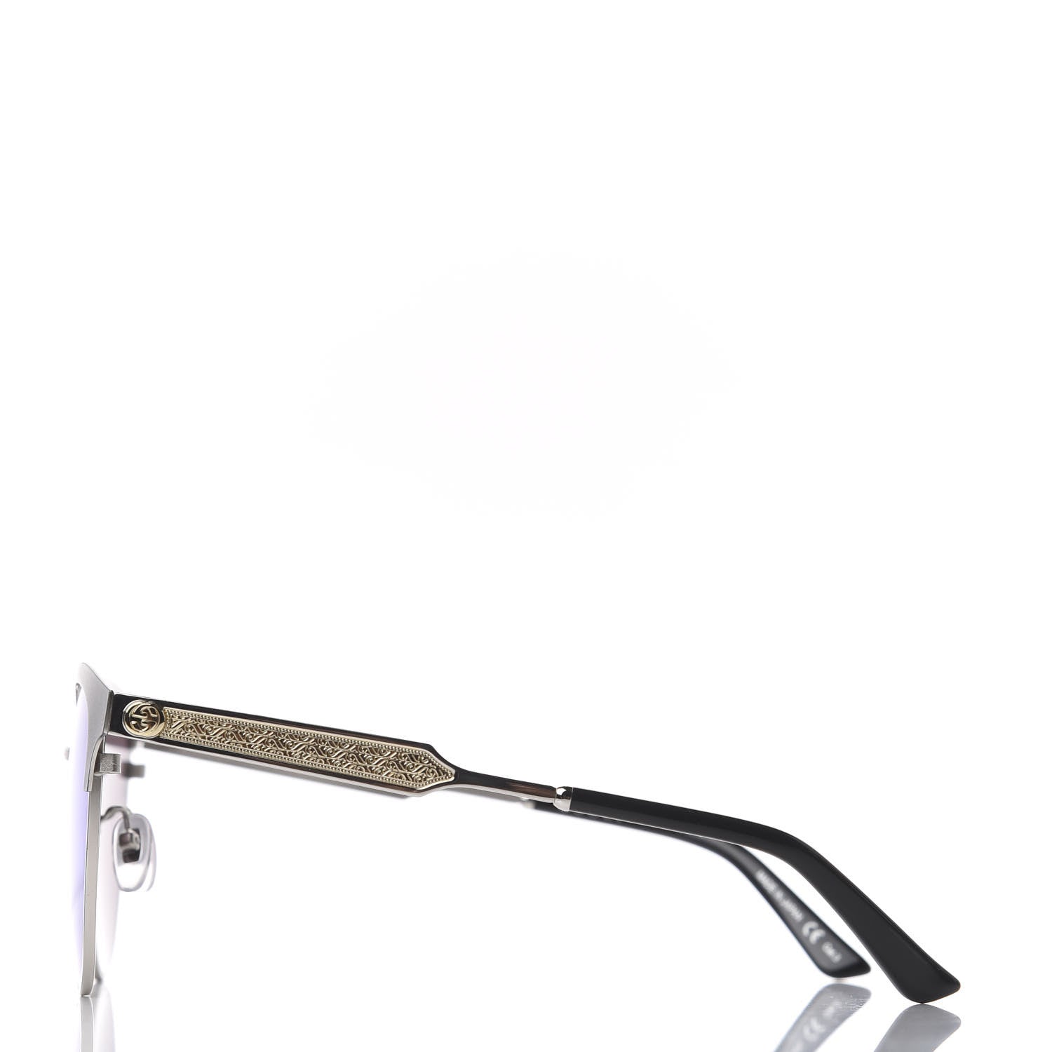 Gucci Round Metal GG0074S Sunglasses Blue Black 3 of 6