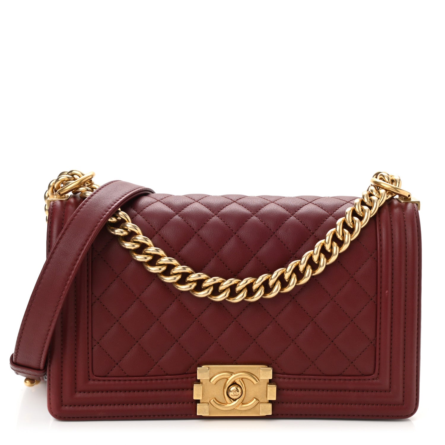 Chanel Lambskin Quilted Medium Boy Flap Burgundy 1 of 10