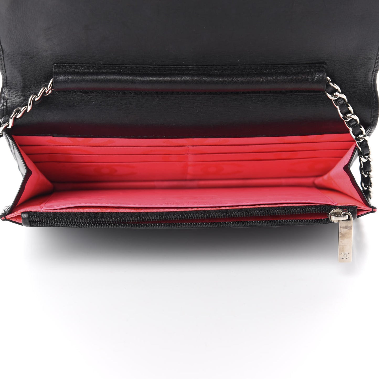 Calfskin Quilted Cambon Wallet On Chain WOC Black