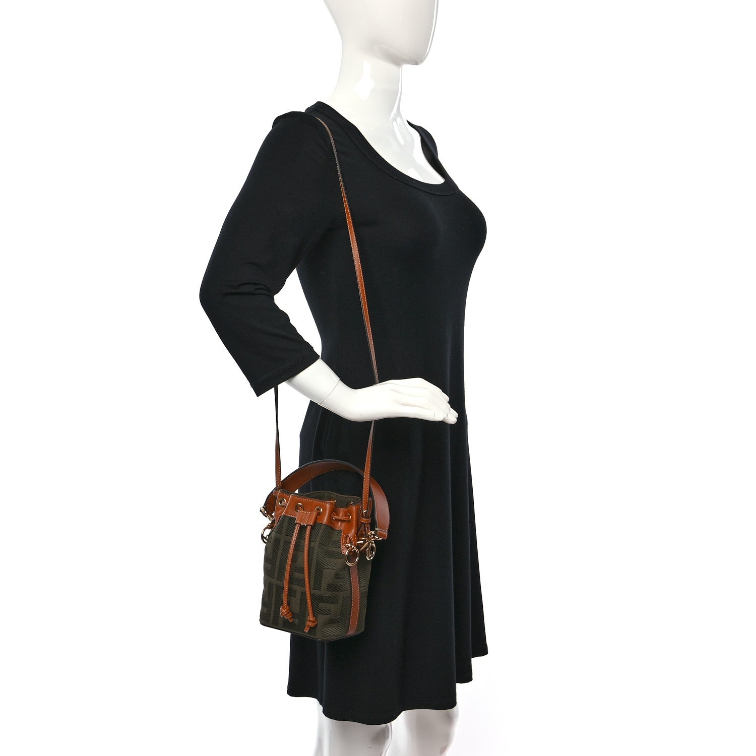 Fendi Canvas Vitello King F is Fendi FF Embroidered Mini Mon Tresor Bucket Bag Amazzonia Cuoio 3 of 9