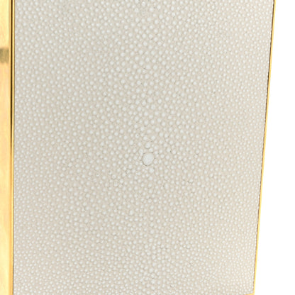 Saint Laurent Metal Calfskin Shagreen Embossed Monogram Minaudiere Tuxedo Box Clutch Blanc Vintage Light Bronze 10 of 10
