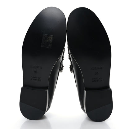 Hermes Toile Calfskin Fray Womens Destin Loafer 35 Black Prunoir 5 of 9