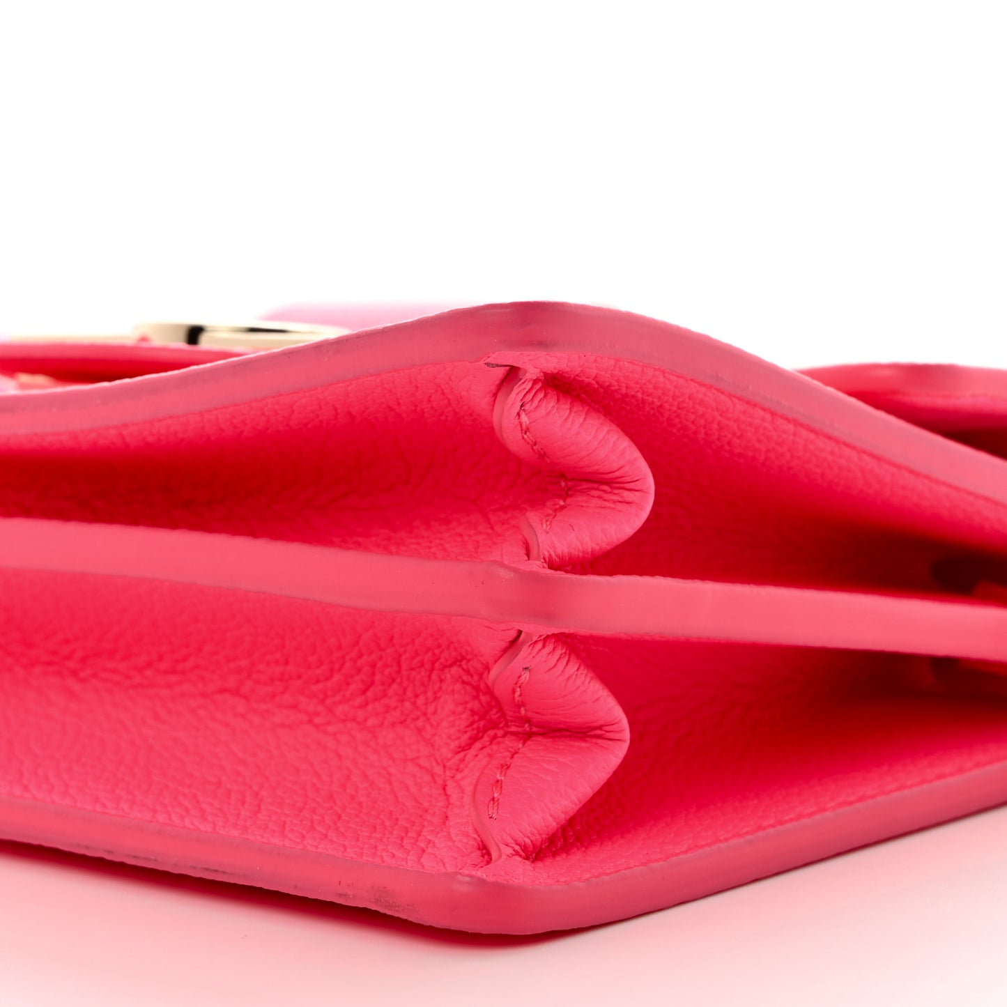 Grained Calfskin Tufted Monogram Mini Dauphine Fluo Pink