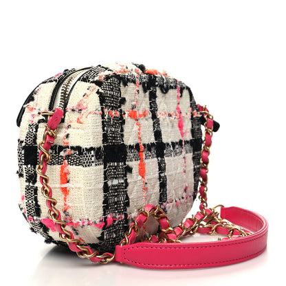 Chanel Tweed Lambskin Quilted Coco Midnight Camera Case White Black Multicolor 3 of 10