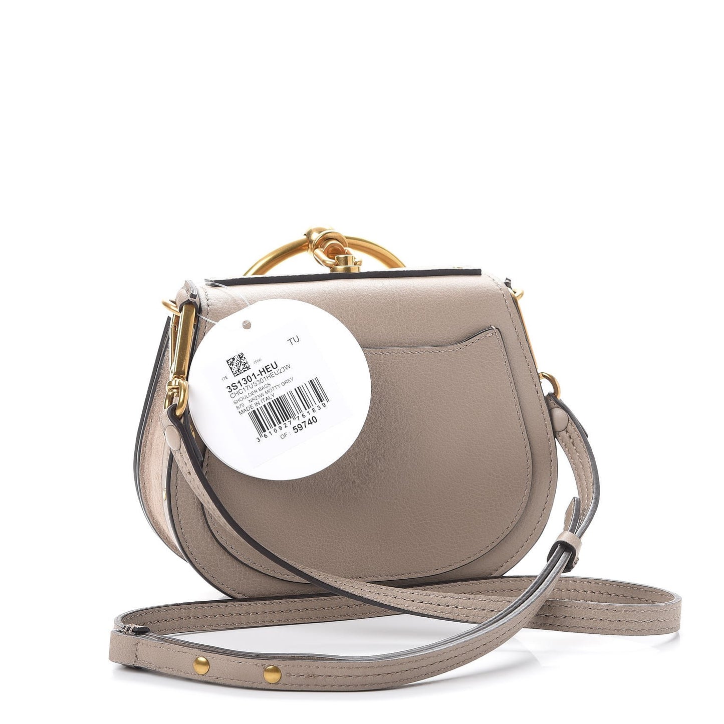 Calfskin Suede Small Nile Bracelet Bag Motty Grey
