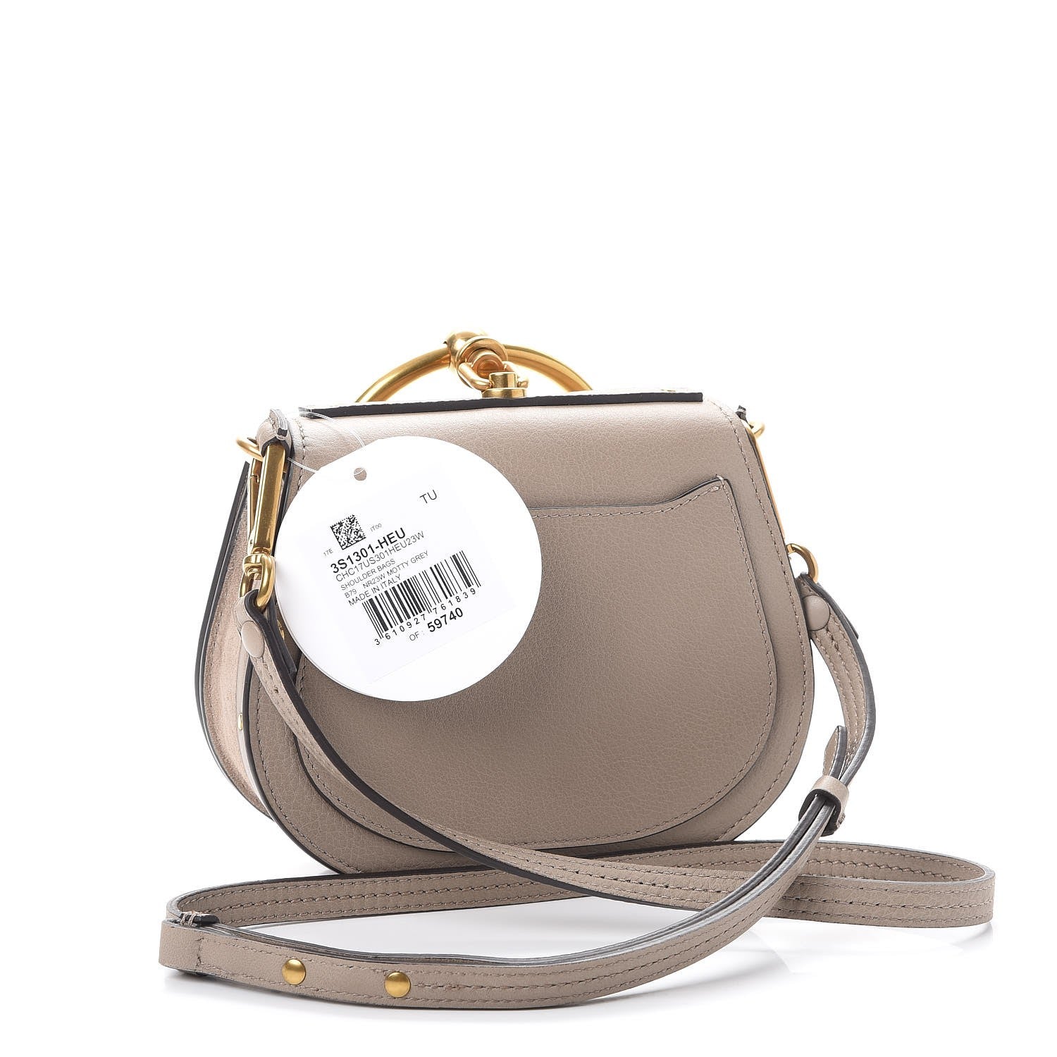 Chloe Calfskin Suede Small Nile Bracelet Bag Motty Grey 4 of 9