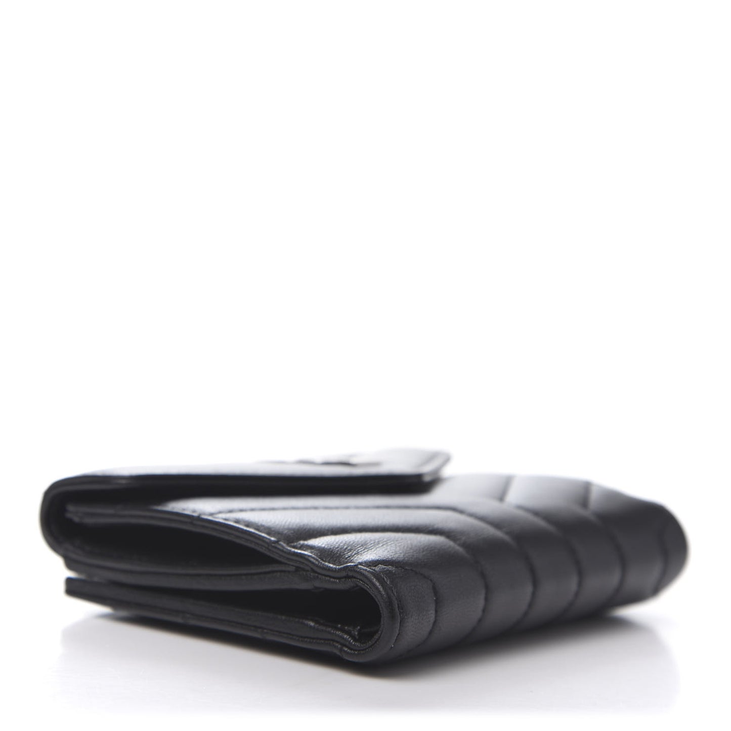 Lambskin Y Quilted Monogram Compact Loulou Wallet Black