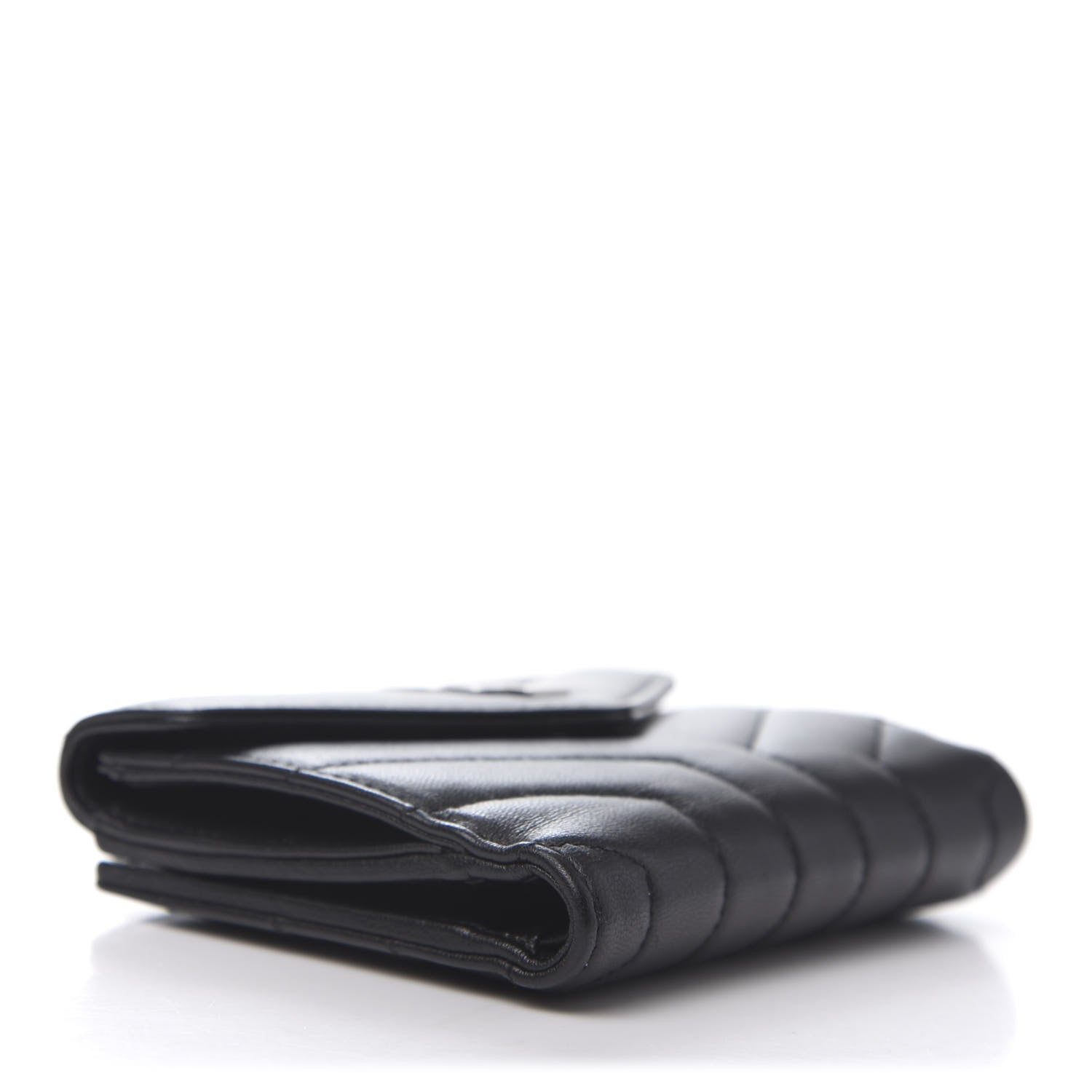 Saint Laurent Lambskin Y Quilted Monogram Compact Loulou Wallet Black 4 of 8
