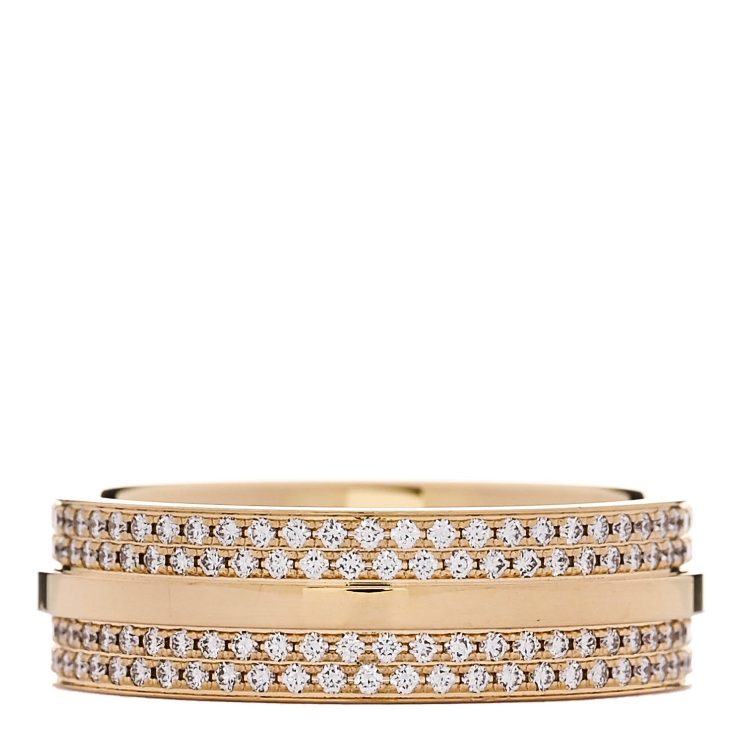 Tiffany 18K Yellow Gold Diamond Wide T Two Pave Ring 53 6.5 4 of 5