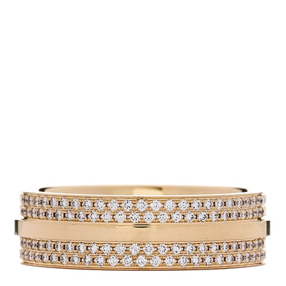 Tiffany 18K Yellow Gold Diamond Wide T Two Pave Ring 53 6.5 4 of 5