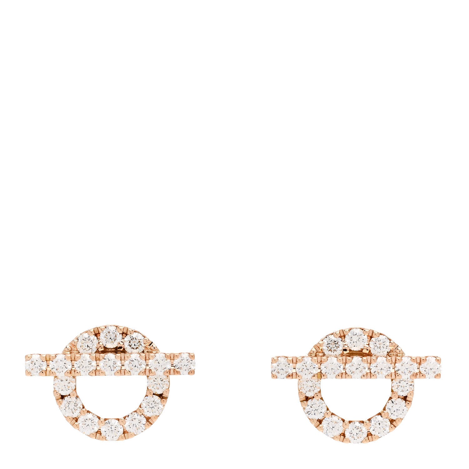 Hermes 18K Rose Gold Diamond Finesse Earrings 1 of 5