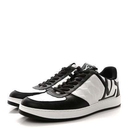 Louis Vuitton Calfskin Maxi Damier Mens Rivoli Sneakers 8.5 Black White 4 of 8