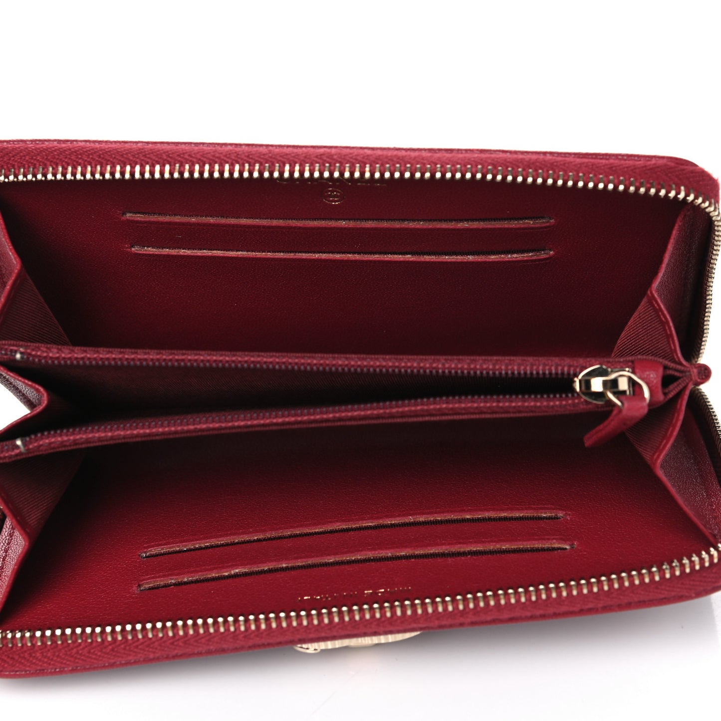 Sheepskin Caviar Chevron Quilted Medium Mademoiselle Vintage Zip Around Wallet Red