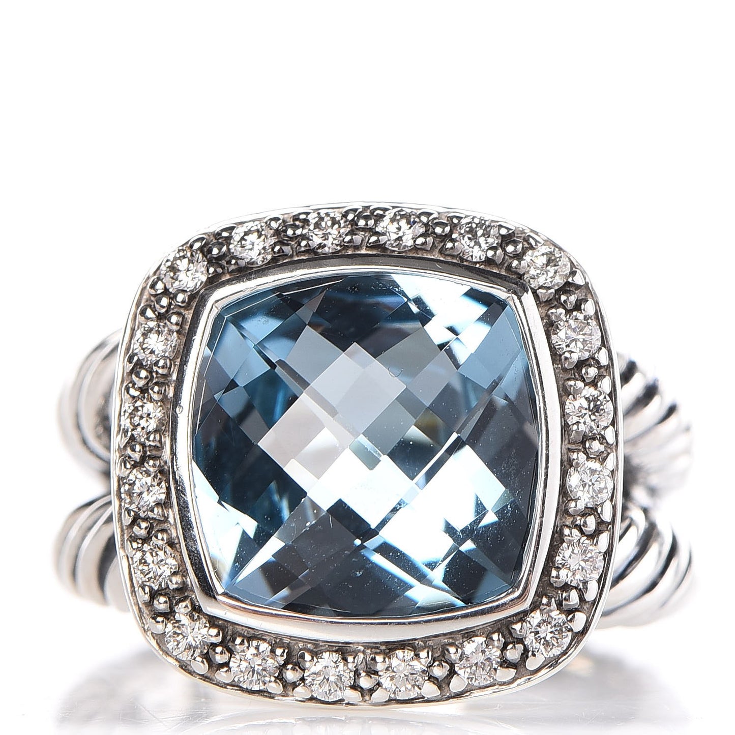 Sterling Silver Diamond Blue Topaz 11mm Albion Ring 53 6.5