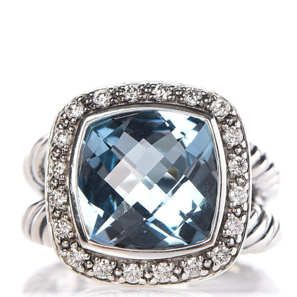 David Yurman Sterling Silver Diamond Blue Topaz 11mm Albion Ring 53 6.5 1 of 5