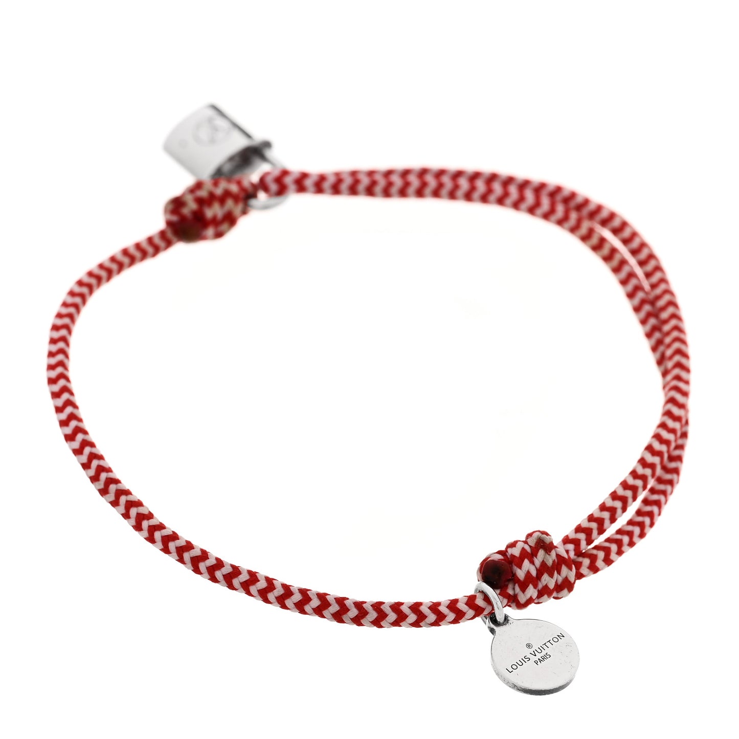 Sterling Silver Lockit Adjustable Cord Bracelet Red White