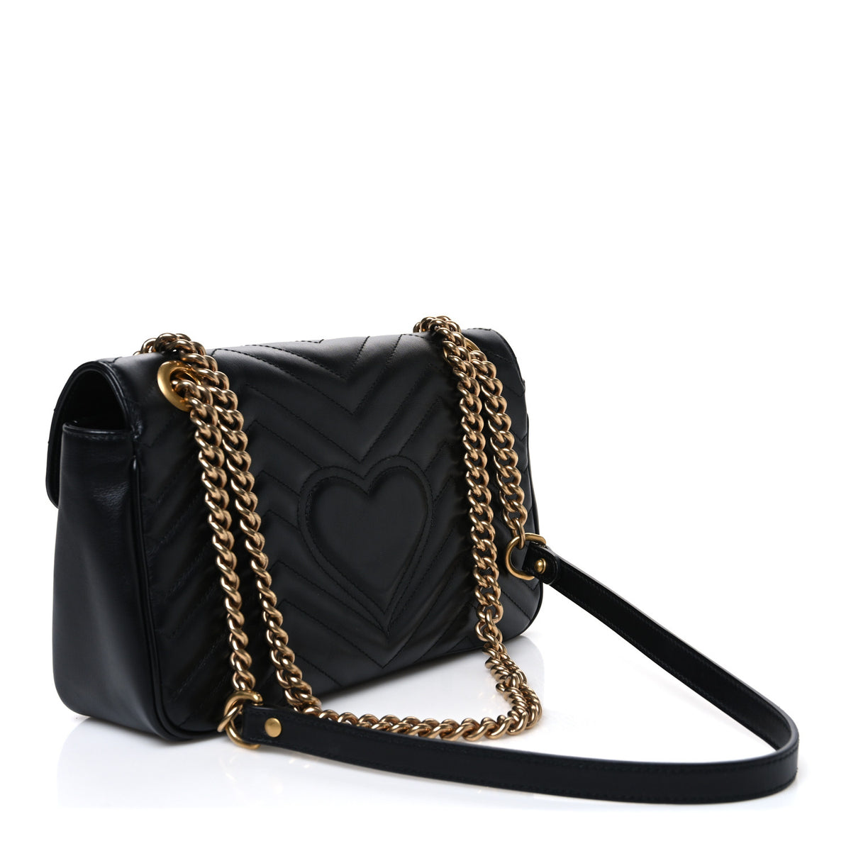 Calfskin Matelasse Small GG Marmont Shoulder Bag Black