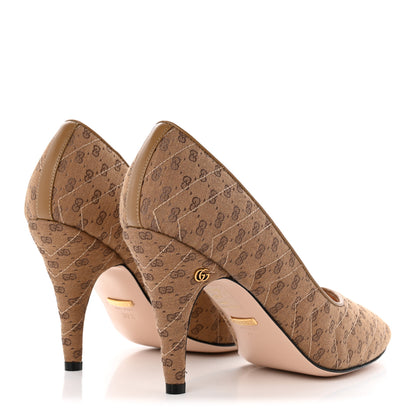 Gucci Monogram GG Mignon Nappa Chevron Matelasse Double G 95mm Pumps 39.5 Dusty Brown 4 of 16