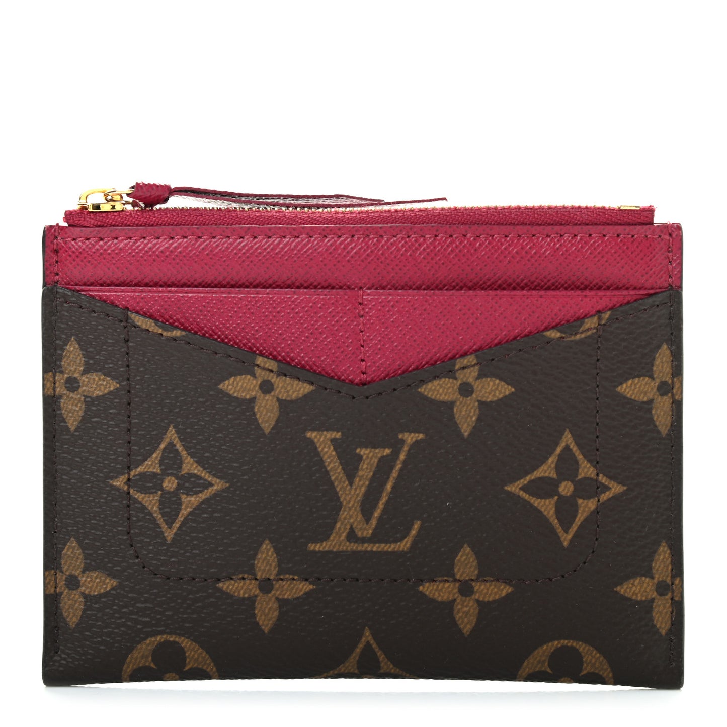 Monogram Zipped Card Holder Fuchsia