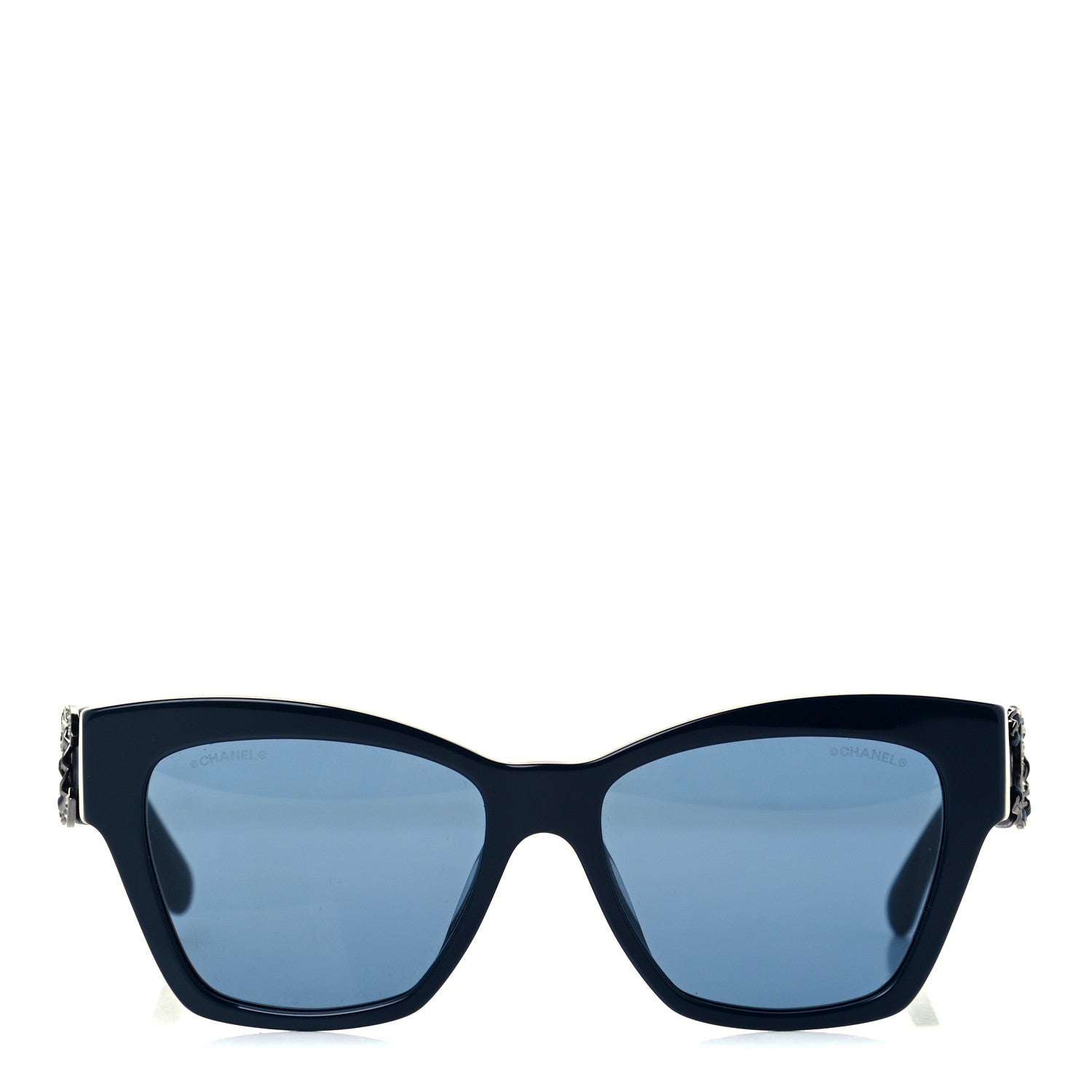 Chanel Acetate Square Cat Eye CC Sunglasses 5456QA Blue 2 of 8