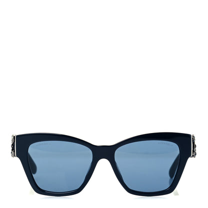 Chanel Acetate Square Cat Eye CC Sunglasses 5456QA Blue 2 of 8