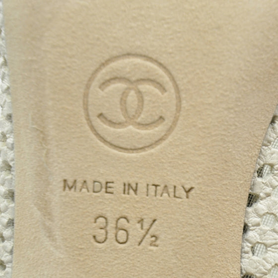 Chanel Perforated Patent Cap Toe Elastic Heels 36.5 2 of 2