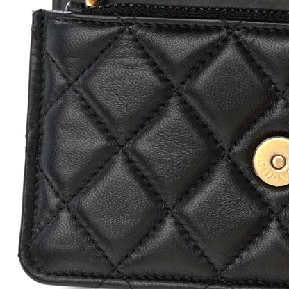 Chanel Lambskin Quilted Coco Clips Mini Wallet On Chain WOC Black 12 of 14